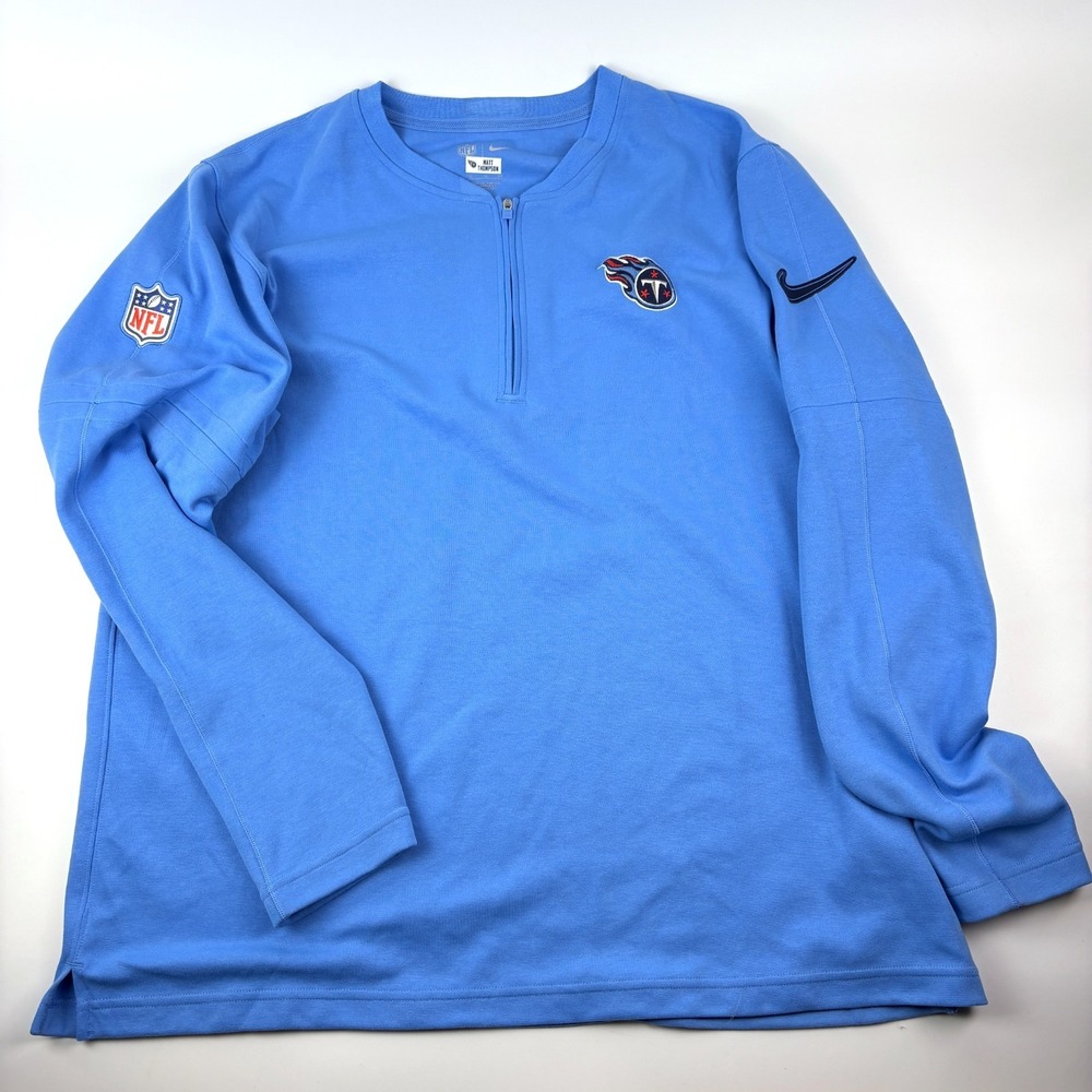 Nike NFL Tennessee Titans Sideline Coach 1/4 Zip Pullover Jacket Mens Sz XL Blue